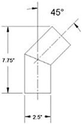 Picture of Centek 1200215 45-Degree Elbow Fitting 2.5 Inch Fiberglass Marine Exhaust
