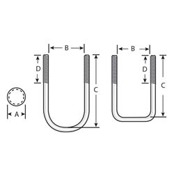 Picture of Tie Down Eng 86229 Square U-Bolt 7/16" x 2-1/16" x 4-5/16" Zinc Plated with Hardware