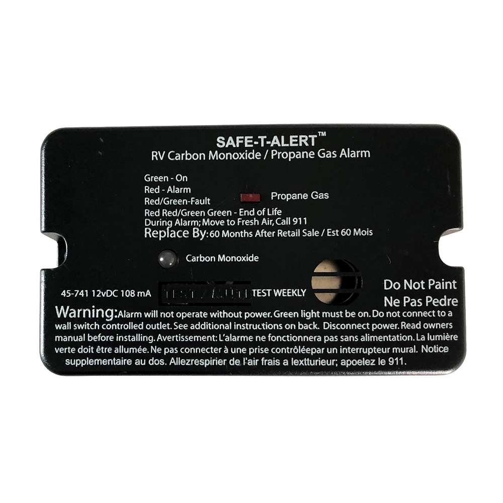 Picture of Safe-T-Alert 62-542-BL-MARINE-24V Marine Carbon Monoxide Alarm 24V Flush Mount Black
