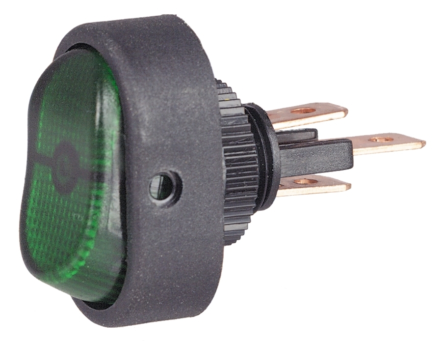 Hella H61920001 SPST Green Rocker Switch