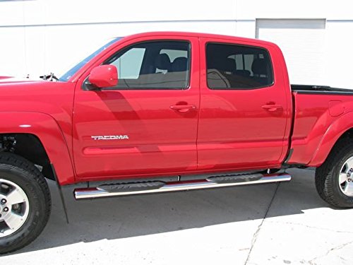 TrailFX A7009B 5 Inch Oval Straight Side Step Bars Black Powder Coated Steel