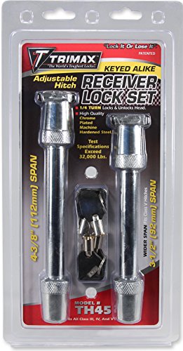 Trimax TH45 Keyed Alike Hitch Pin Lock Set for Class V Hitches