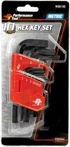 Performance Tool W86100 10-Piece Metric Hex Key Wrench Sets