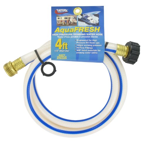 Valterra W01-5048 Aquafresh High Pressure Drinking Water Hose 1/2" x 4' White