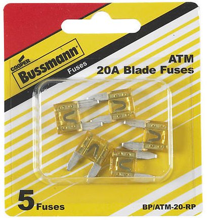 Bussmann BP/ATM20RP 20 Amp ATM Mini Blade Automotive Fuse 5-Pack