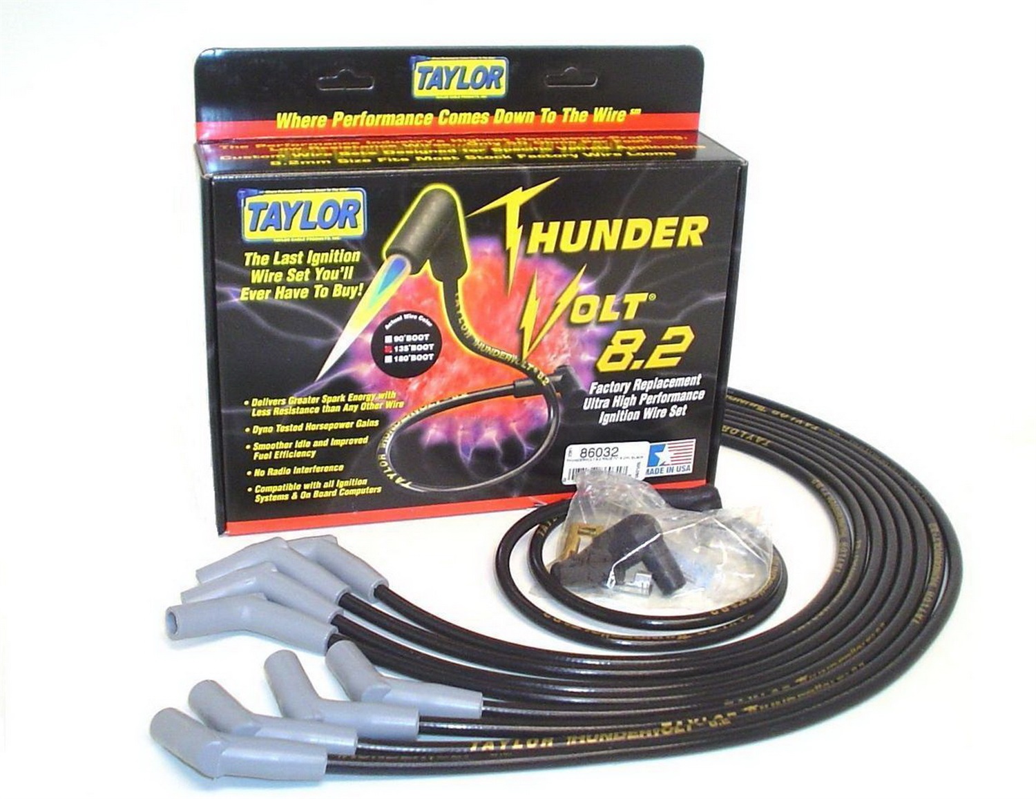 TAYLOR 86032 ThunderVolt 8.2 Race Fit Ignition Wire Set 8 Cylinder Black
