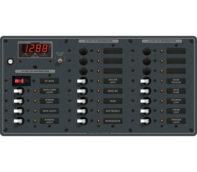 Blue Sea Systems 8379 A-Series Toggle 20-Position DC Circuit Breaker Panel with 100A Main