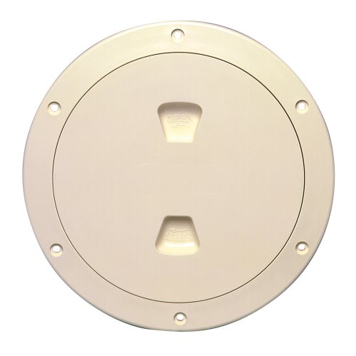 Beckson Marine DP60-N Beckson 6" Smooth Center Screw Out Deck Plate Beige 6.5" Cut