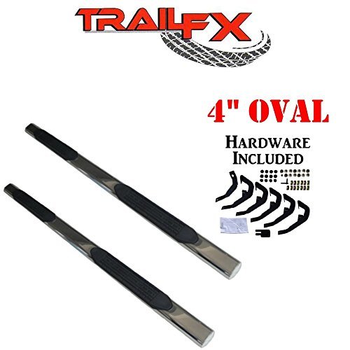 TrailFX A4011S 4 Inch Trapezoid Side Step Bar Polished Stainless Steel