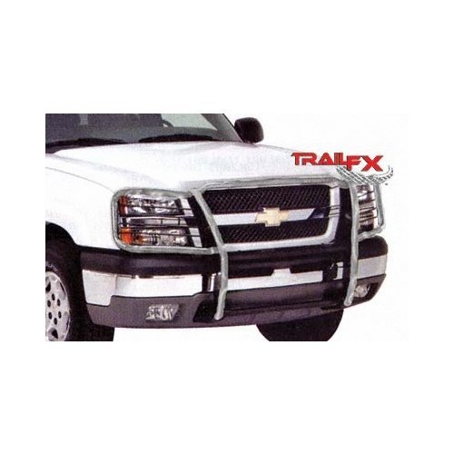 TrailFX E0032S Polished Stainless Steel Grille Guard with Brush Guard