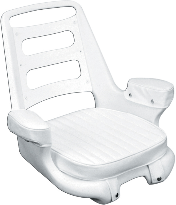 Moeller ST2090-HD White Boat Helm Seat with Cushion and Mounting Plate