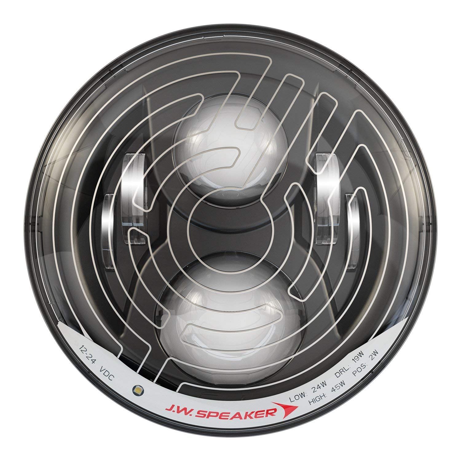 J.W. Speaker 0556281 8700 Evo 2 Heated LED Headlight 7 Inch Round Dual Burn DOT Black