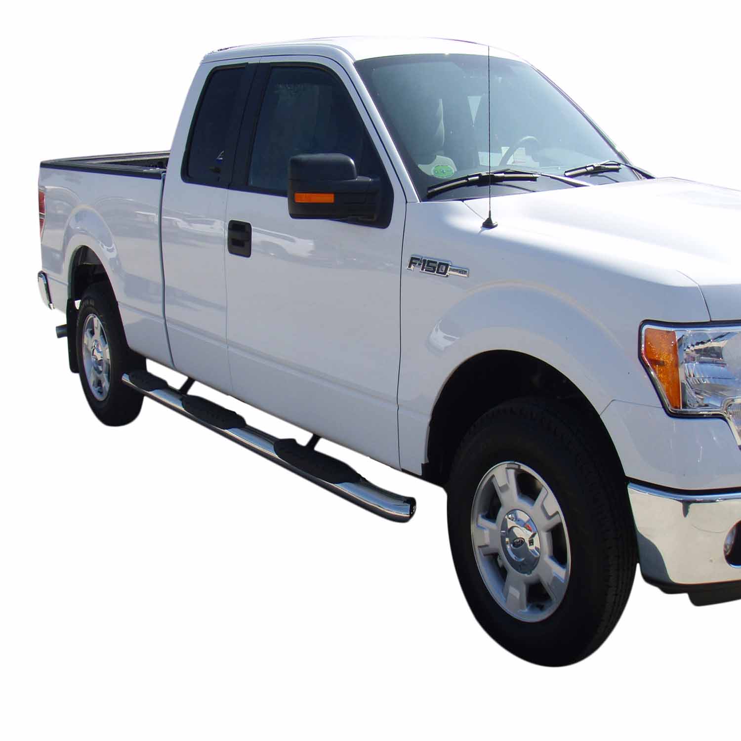 TrailFX A7083S 5 Inch Oval Nerf Bars Polished Stainless Steel with Bed Step