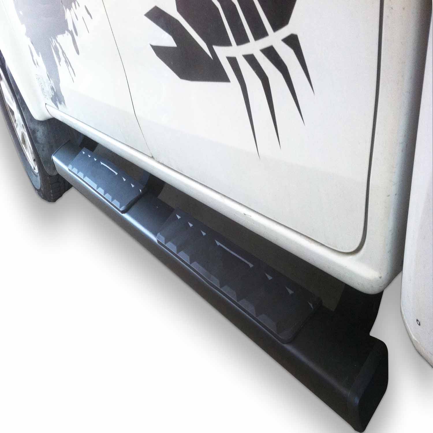 TrailFX A4017S 4 Inch Trapezoidal Side Steps Polished Stainless Steel with Step Pads