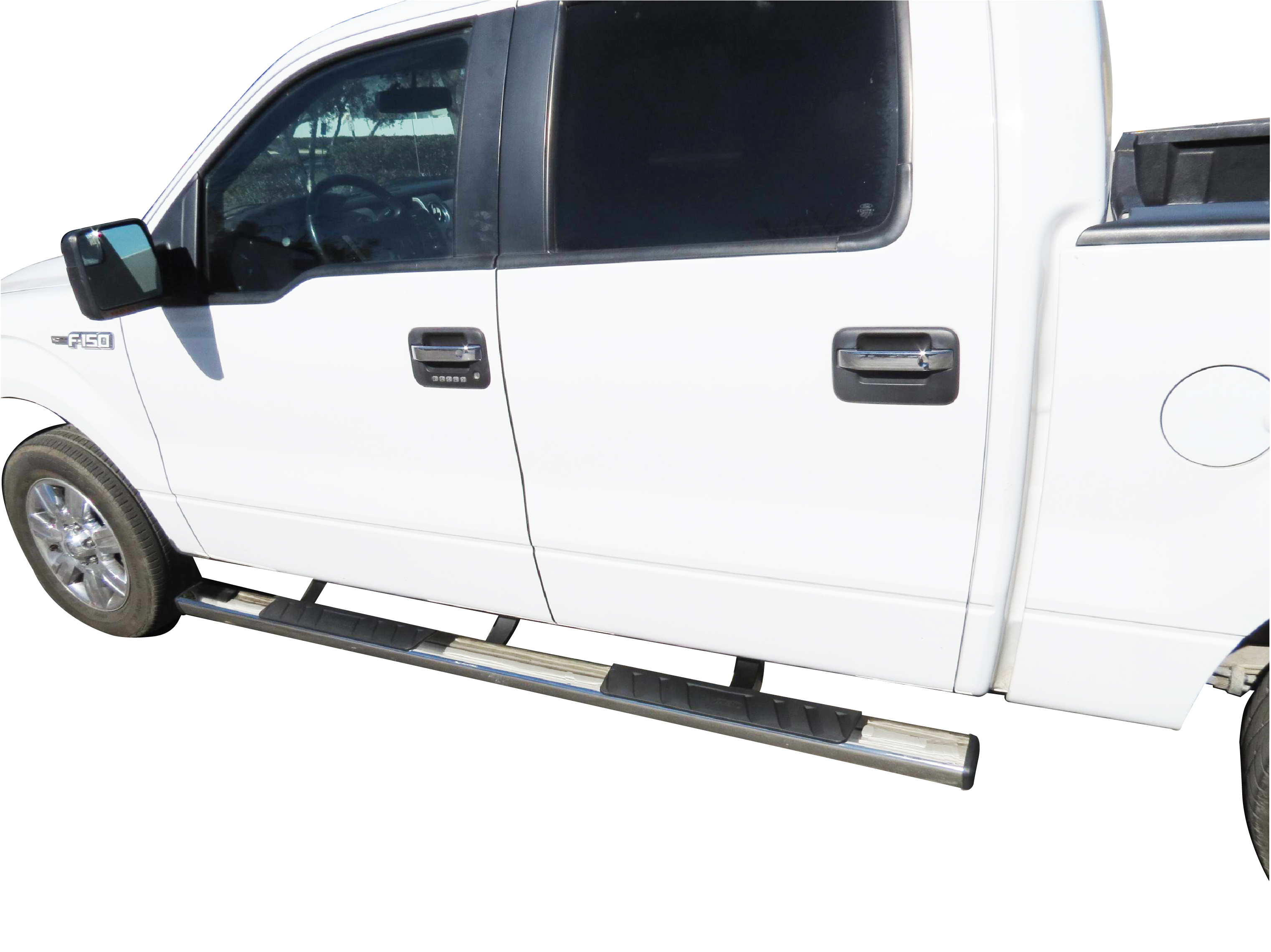 TrailFX A4014S 4 Inch Trapezoid Straight Step Bar Polished Stainless Steel