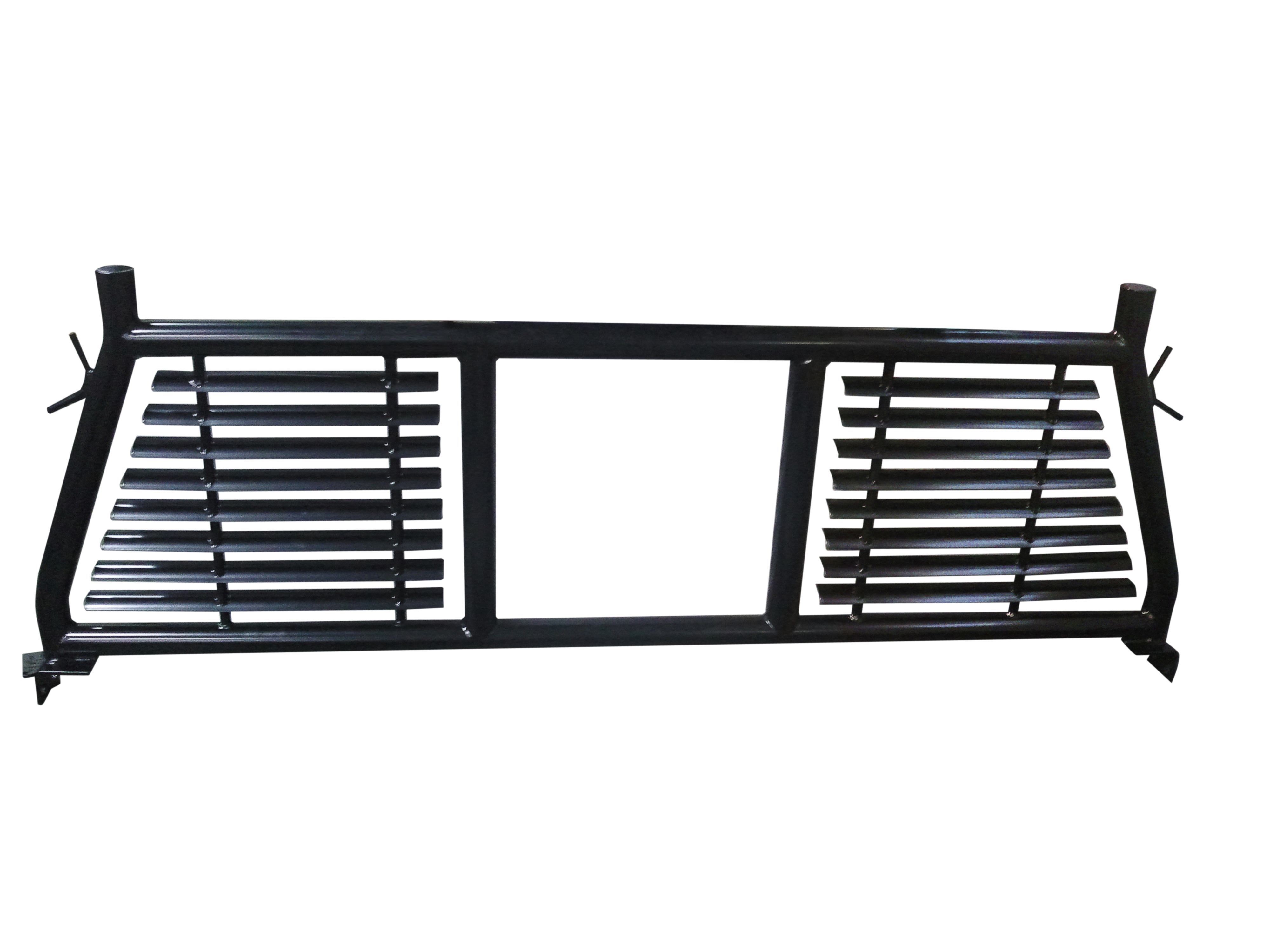 TrailFX H0003B Round Tube Louvered Headache Rack with Window Cut Out Black