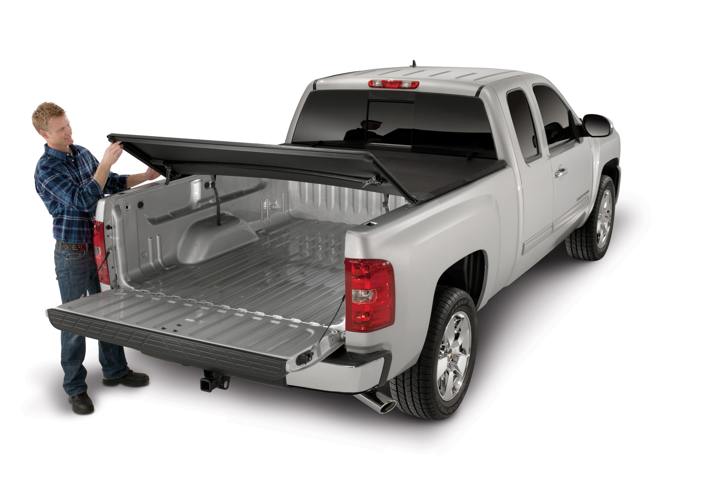 TrailFX TFX1001 Soft Tri-Fold Tonneau Cover with Aluminum Rails