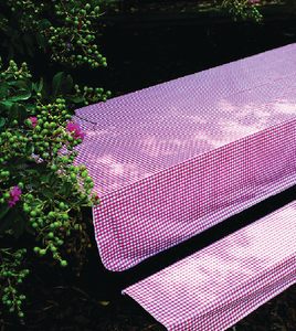 Camco 51021 Picnic Tablecloth with Bench Covers Red/White Checkered