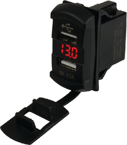 Sea-Dog Line 4265271 Seadog 4265271 Double USB Rocker Switch Style Voltmeter w/Hidden Display