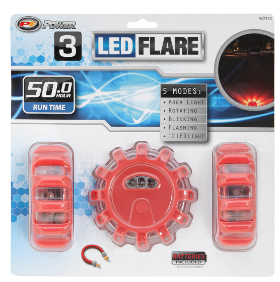 Performance Tool W2343 3-Pack LED Road Flares with Magnetic Base