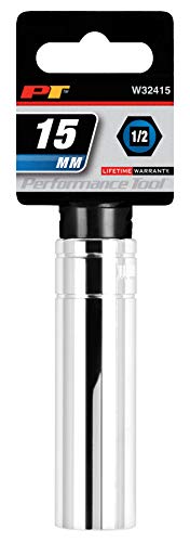 Performance Tool W32415 Wilmar Corp. /  1/2" Dr 6pt Deep Socket 15mm