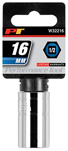 Performance Tool W32216 1/2 Dr 16mm 6point Socket, 1 Pack