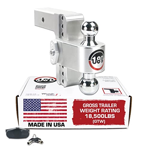 Weigh Safe CTB625 Adjustable Trailer Hitch Ball Mount 6" Drop 2.5" Receiver 18,500 lbs GTW