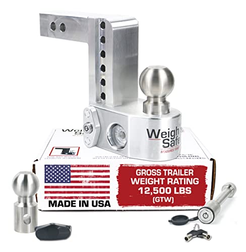 Weigh Safe WS6-2-KA Adjustable Ball Mount 6" Drop Hitch 2" Receiver with Built-In Scale