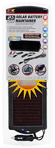 Performance Tool W2997 2.5W Solar Battery Maintainer and Charger for 12V Batteries