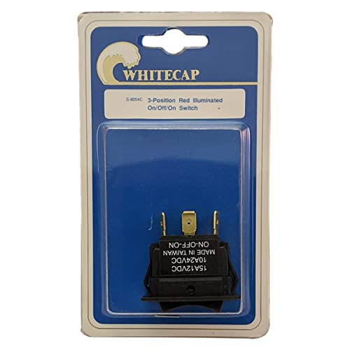 Whitecap Industries S8054C Seafarer Rocker Switch 3 Position, Illuminated Red, On-Off-On Sea078054