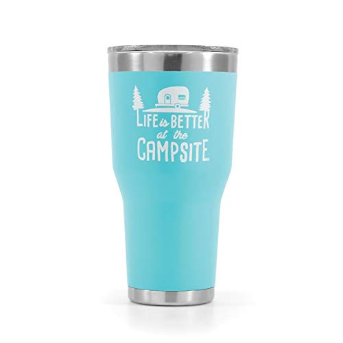 Camco 53058  Life Is Better At The Campsite Tumbler, 30 oz., Cool Blue