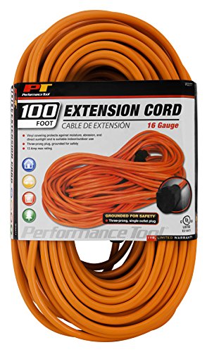 Performance Tool W2277 100' 16-Gauge Heavy-Duty Orange Extension Cord