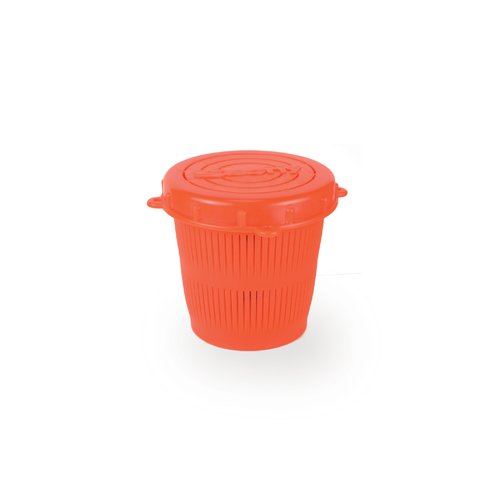 Scotty Downriggers 0672 Vented Bait Jar W/ Lid, 1/2 Litrer, Flourescent Orange, Mfg# , Rugged Container For Storing Bait Or For Protecting Bait In A Crab Or Prawn Trap.