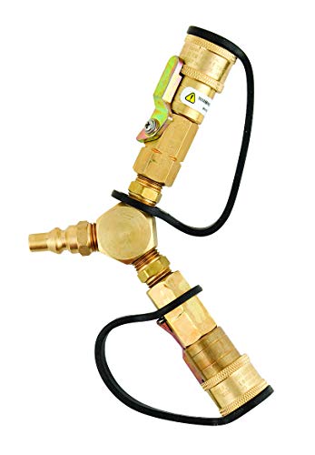 AP ME23YP Propane Y Adapter with Shut-Off Valves - 1/4 Inch QD Brass Splitter