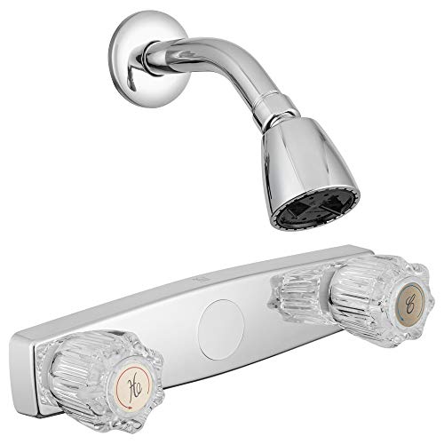 Dura Faucet DFSA601ACP RV Shower Faucet with Clear Acrylic Knobs Chrome Polished