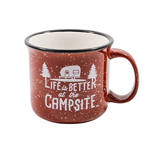 Camco 53235 Life Is Better At The Campsite Mug, Speckled Red