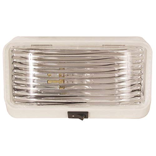 Optronics RVPL3CFS Rectangular RV Porch Light with Switch Clear Lens White Housing
