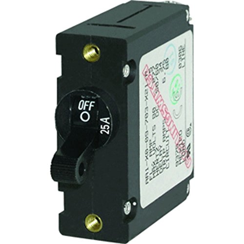 Blue Sea Systems 7216BSS 25 Amp Single Pole Circuit Breaker Toggle Switch Black