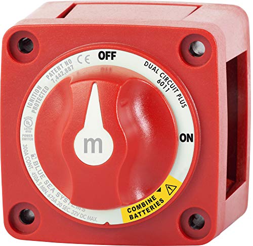 Blue Sea Systems 6011BSS M-Series Dual Circuit Battery Switch 300A Continuous Red