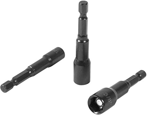 Performance Tool W9022 Magnetic Nut Driver Set with Lobular Drive, 1/4" Quick Release Hex Shank, 3-Piece Set (Sizes: 1/4, 3/8 and 5/16")