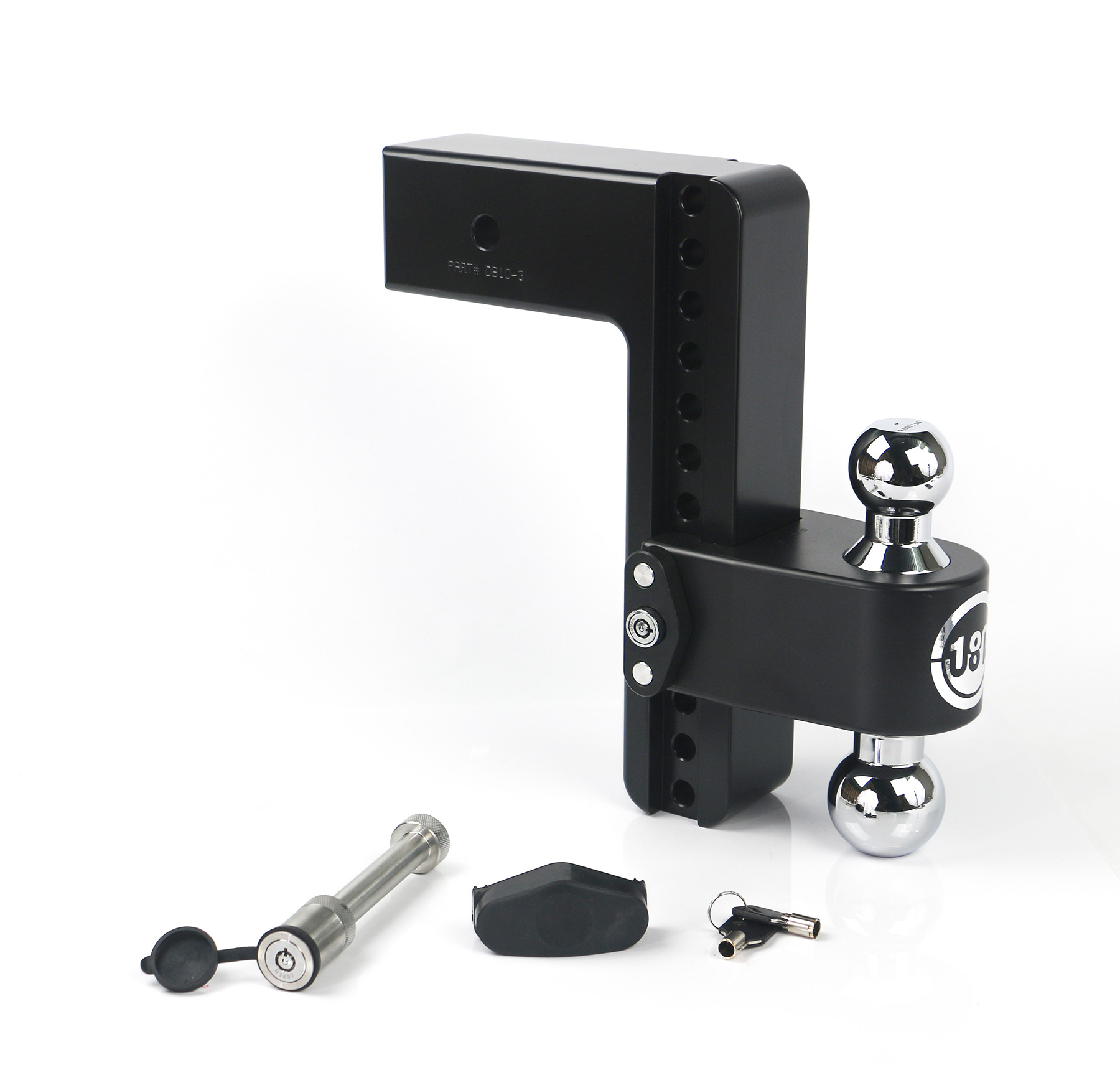 Weigh Safe CTB10-3KACERBLA Black 180 Hitch W/ Chrome Combo Ball - 10" Drop For 3" Shank W/hitch Pin Lock
