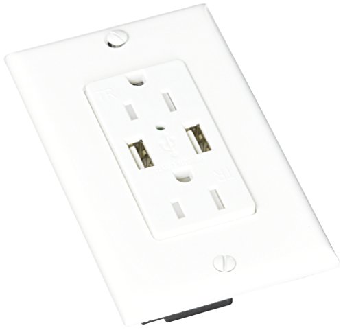 Valterra DG61070VP Dual USB Charger with Duplex Receptacle White