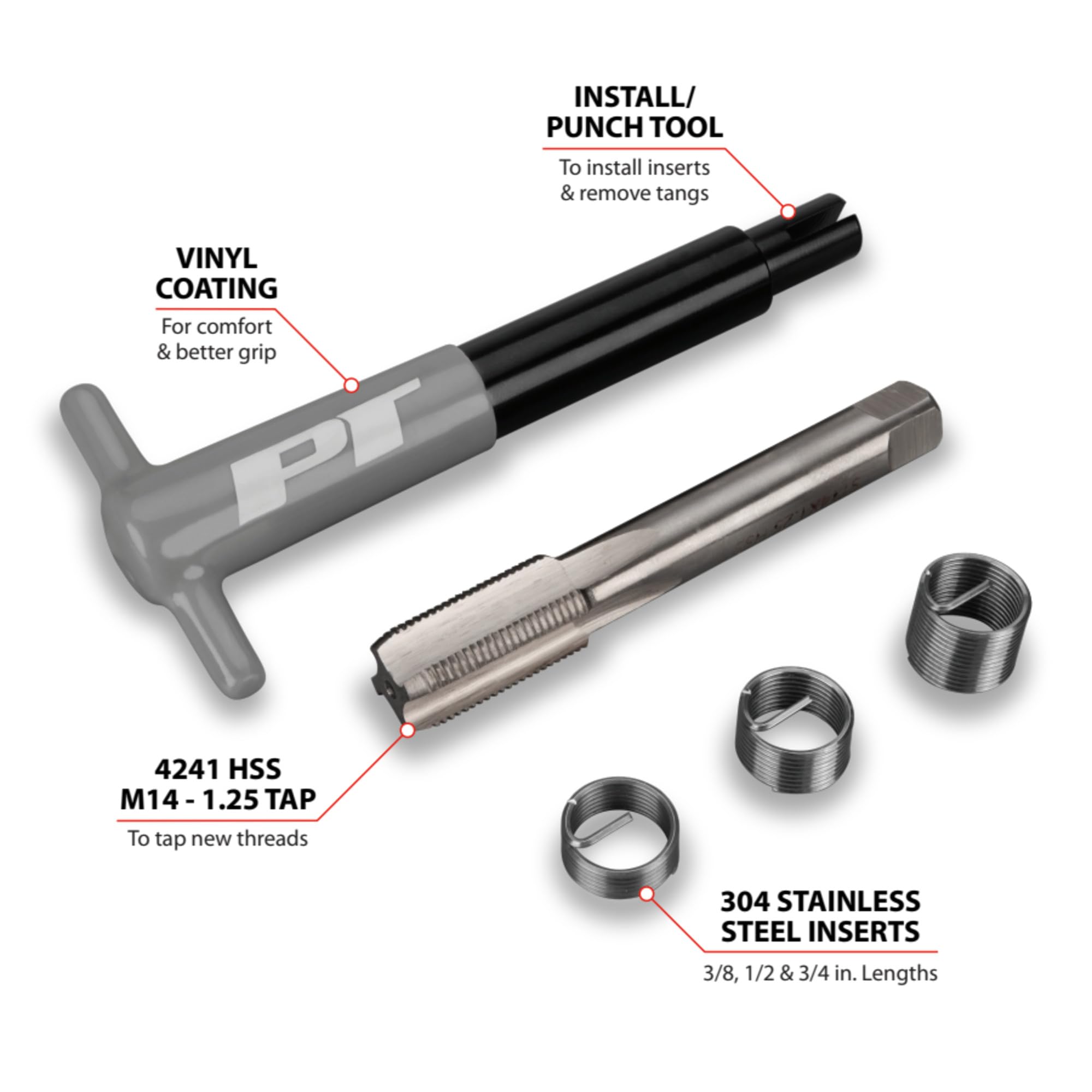 Performance Tool W86904 Thread Repair Kit M14 x 1.25mm with Stainless Steel Inserts