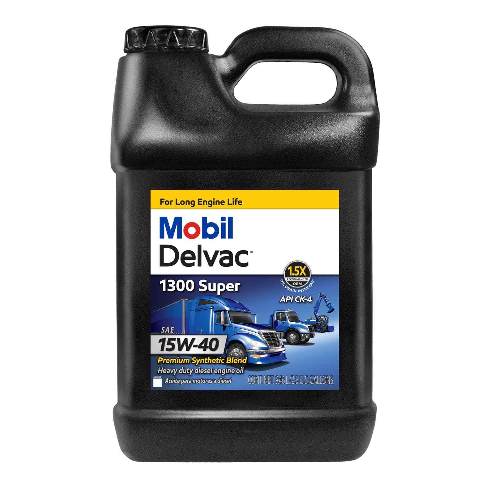 Mobil 122493 Delvac 1300 Super 15W-40 Synthetic Blend Diesel Engine Oil (2 x 2.5 Gallon)