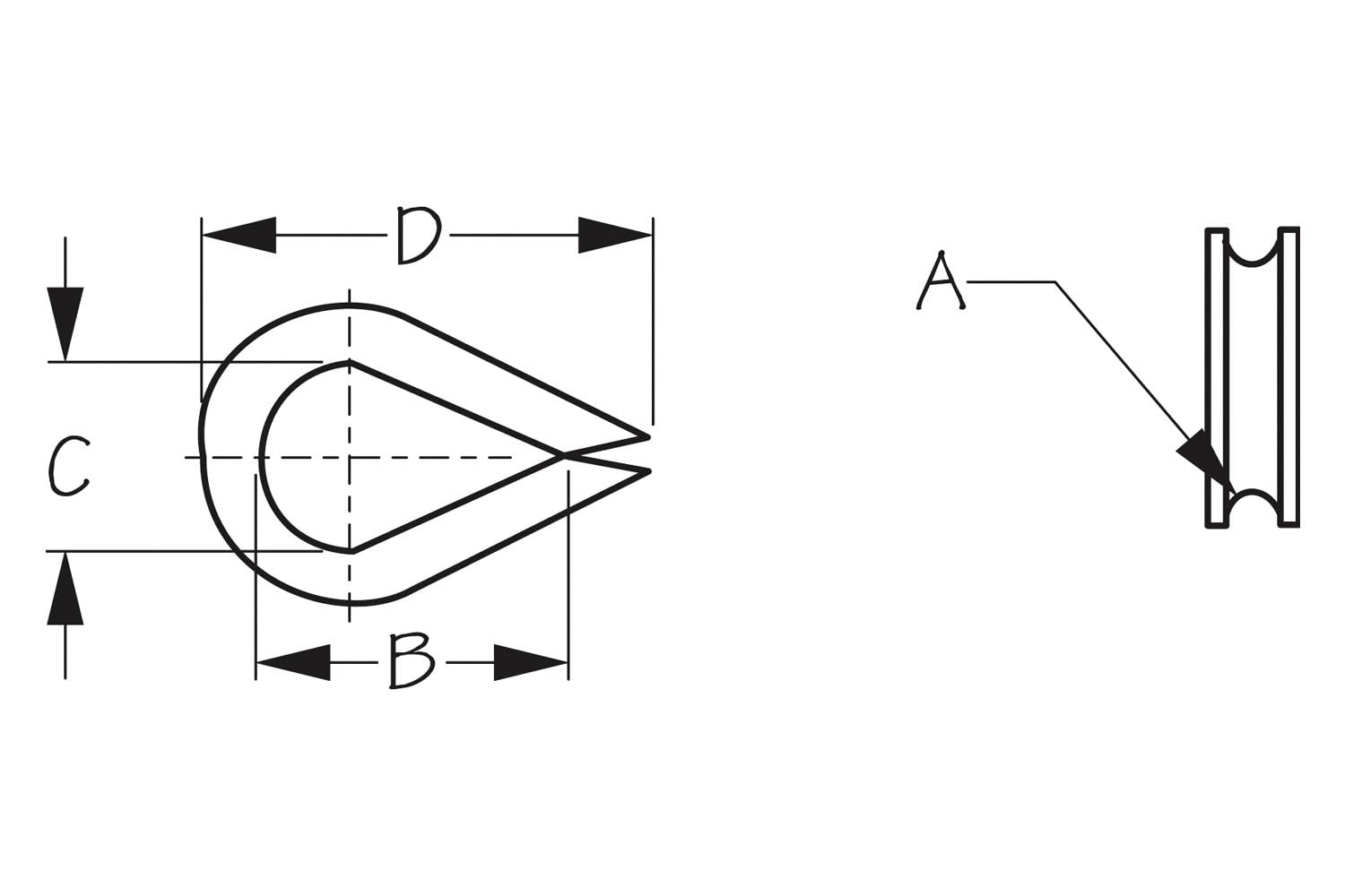 Sea-Dog Line 170012-1 LINE Heavy Duty Thimble - CARDED, Stainless Heavy Duty THIMBE 1/2IN
