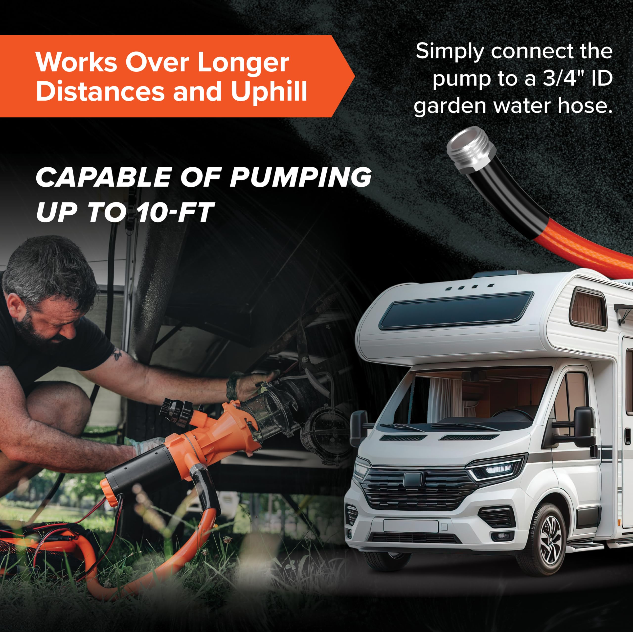 Camco 39040 Rhino RV Sewer Macerator Pump with VortexCore Technology