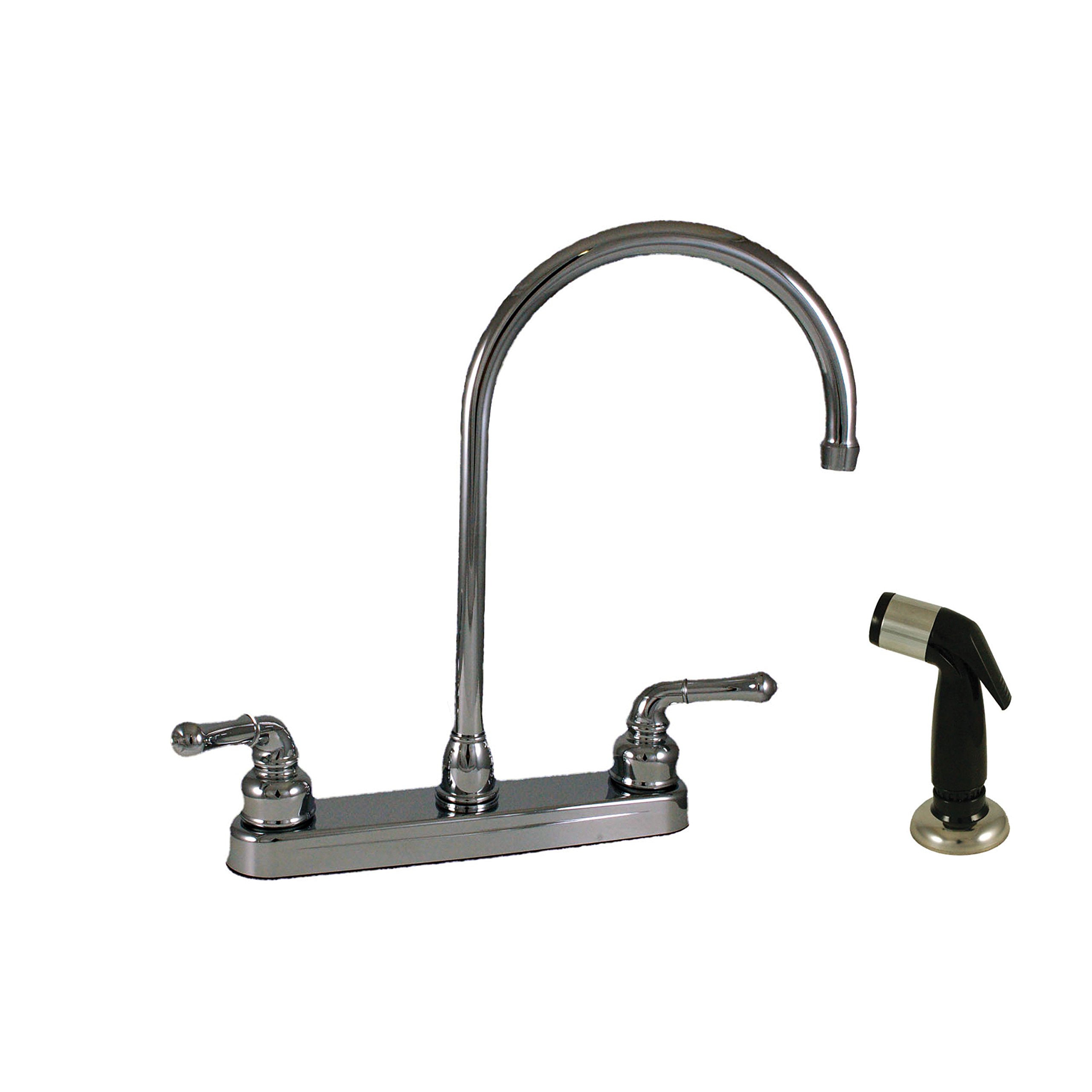 Empire Brass Company U-YCH801GS RV Kitchen Faucet with Large Gooseneck Spout, Teapot Handles and Sprayer - 8", Chrome