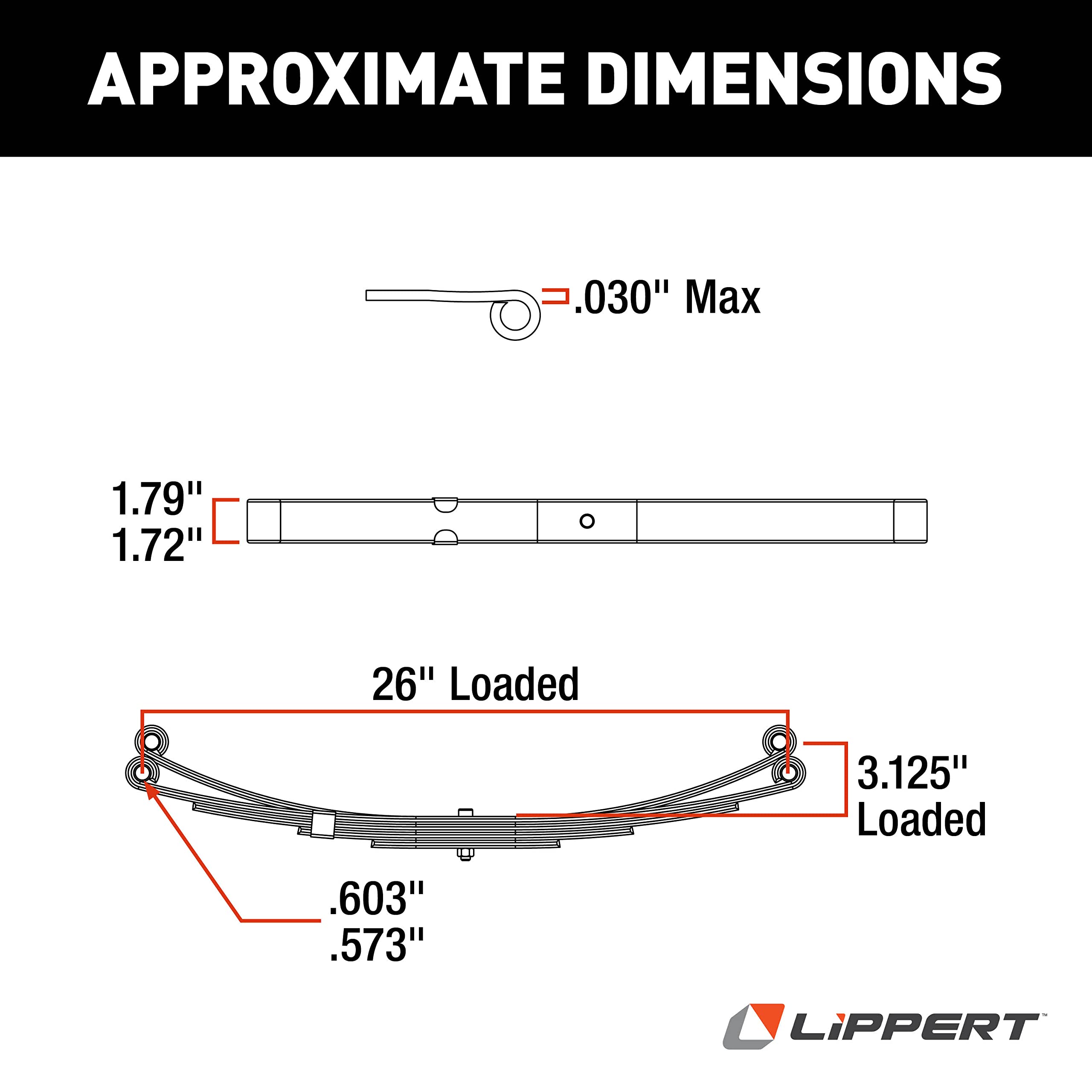 Lippert Components 129745 Replacement Leaf Spring 26" 2200 lb Capacity Double Eye RV Trailer