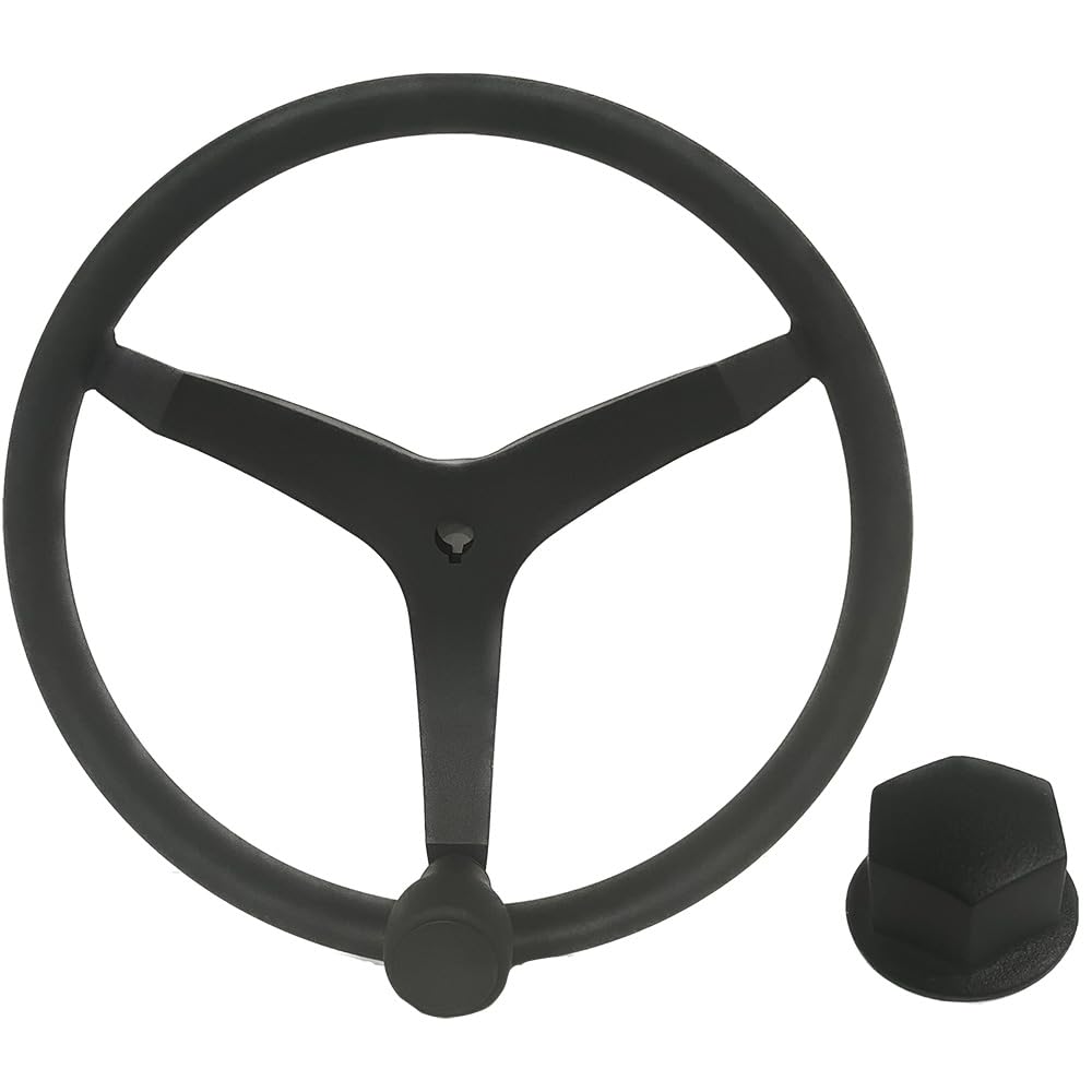 Uflex V46B KIT 13.5" Stainless Steel Marine Steering Wheel with Speed Knob - Black