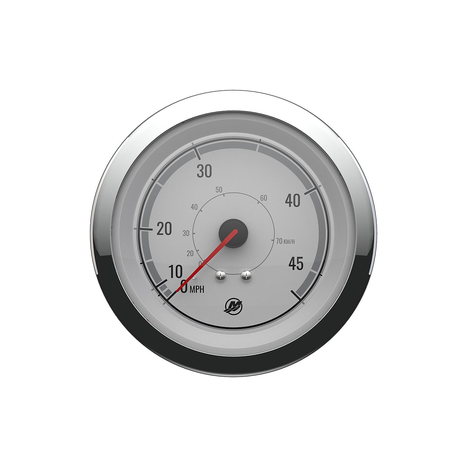 Quicksilver 8M6020075 Quicksilver 8M6020075 Speedometer (45mph), White/Chrome